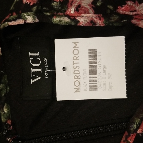 💕VICI💕 Floral Ruched Long Sleeve Minidress ~ Black Floral Print XL NWOT - Picture 12 of 14